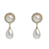 Fashion Round Alloy Asymmetrical Pearl Plating Women's Drop Earrings 1 Pair main image 5