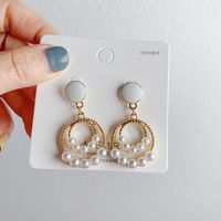 Fashion Round Alloy Asymmetrical Pearl Plating Women's Drop Earrings 1 Pair sku image 20