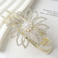 Sweet Bow Knot Metal Inlay Rhinestones Pearl Hair Clip 1 Piece sku image 3