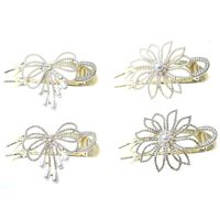 Fashion Bow Knot Metal Inlay Artificial Pearls Rhinestones Hair Clip 1 Piece main image 3