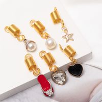 Fashion Heart Shape Flower Alloy Plating Inlay Artificial Gemstones Hair Buckle 1 Set main image 5