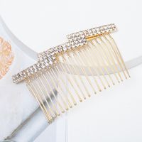 Fashion Solid Color Metal Plating Inlay Rhinestones Pearl Hair Combs 1 Piece main image 5