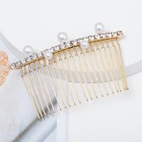 Fashion Solid Color Metal Plating Inlay Rhinestones Pearl Hair Combs 1 Piece sku image 3