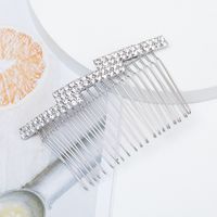 Fashion Solid Color Metal Plating Inlay Rhinestones Pearl Hair Combs 1 Piece main image 4