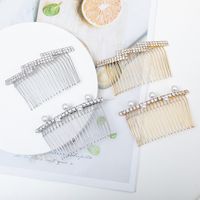 Fashion Solid Color Metal Plating Inlay Rhinestones Pearl Hair Combs 1 Piece main image 1