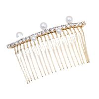 Fashion Solid Color Metal Plating Inlay Rhinestones Pearl Hair Combs 1 Piece main image 3