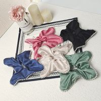 Sweet Solid Color Cloth Pearl Hair Tie main image 4