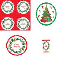 عيد الميلاد شجرة عيد الميلاد ورق حزب، حفلة ملصقات هدايا 24 قطعة main image 1
