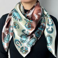 Women's Retro Leopard Satin Printing Silk Scarves main image 1
