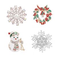 Fashion Snowman Snowflake Alloy Inlay Artificial Diamond Unisex Brooches main image 3
