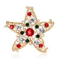 Fashion Santa Claus Star Elk Alloy Plating Rhinestones Women's Brooches sku image 1