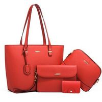 Women's Medium All Seasons Pu Leather Solid Color Fashion Square Zipper Bag Sets sku image 1