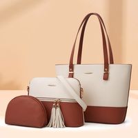 Women's Large All Seasons Pu Leather Color Block Fashion Square Zipper Bag Sets main image 6