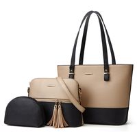 Women's Large All Seasons Pu Leather Color Block Fashion Square Zipper Bag Sets main image 2