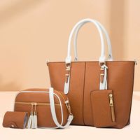 Women's Large All Seasons Pu Leather Solid Color Fashion Bucket Zipper Bag Sets main image 1