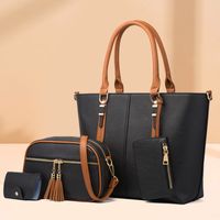 Women's Large All Seasons Pu Leather Solid Color Fashion Bucket Zipper Bag Sets main image 3