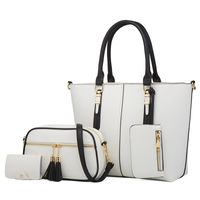 Women's Large All Seasons Pu Leather Solid Color Fashion Bucket Zipper Bag Sets sku image 1
