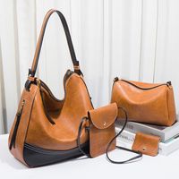 Women's Large All Seasons Pu Leather Color Block Fashion Pillow Shape Zipper Bag Sets main image 5