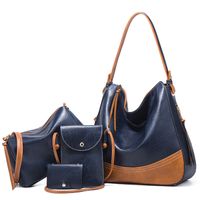 Women's Large All Seasons Pu Leather Color Block Fashion Pillow Shape Zipper Bag Sets sku image 1
