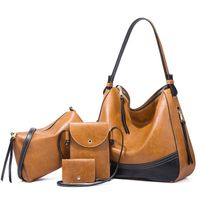 Women's Large All Seasons Pu Leather Color Block Fashion Pillow Shape Zipper Bag Sets sku image 5