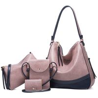 Women's Large All Seasons Pu Leather Color Block Fashion Pillow Shape Zipper Bag Sets sku image 4