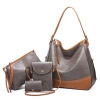 Women's Large All Seasons Pu Leather Color Block Fashion Pillow Shape Zipper Bag Sets sku image 3