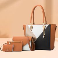 Women's Large All Seasons Pu Leather Color Block Fashion Bucket Open Bag Sets main image 2