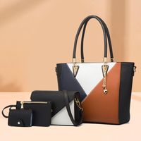 Women's Large All Seasons Pu Leather Color Block Fashion Bucket Open Bag Sets main image 4