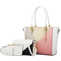 Women's Large All Seasons Pu Leather Color Block Fashion Bucket Open Bag Sets sku image 2