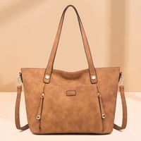 Women's Large All Seasons Pu Leather Solid Color Fashion Square Zipper Tote Bag main image 5