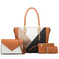 Women's Large All Seasons Pu Leather Color Block Fashion Bucket Open Bag Sets main image 3