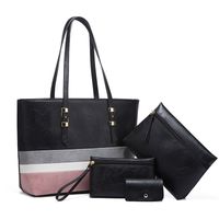 Women's Medium All Seasons Pu Leather Color Block Fashion Square Zipper Bag Sets sku image 2