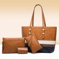 Women's Medium All Seasons Pu Leather Color Block Fashion Square Zipper Bag Sets main image 6