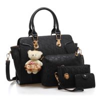 Women's Medium All Seasons Pu Leather Solid Color Fashion Square Zipper Bag Sets sku image 4