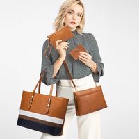 Women's Medium All Seasons Pu Leather Color Block Fashion Square Zipper Bag Sets main image 2
