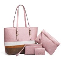 Women's Medium All Seasons Pu Leather Color Block Fashion Square Zipper Bag Sets sku image 3