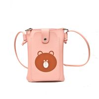 Women's Mini Pu Leather Little Bear Cute Square Magnetic Buckle Crossbody Bag sku image 4