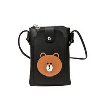 Women's Mini Pu Leather Little Bear Cute Square Magnetic Buckle Crossbody Bag sku image 3