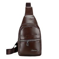 Men's Fashion Solid Color Pu Leather Waist Bags sku image 3