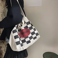 Women's Basic Plaid Canvas Shopping Bags main image 6