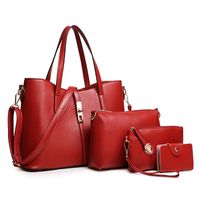 Women's Large All Seasons Pu Leather Solid Color Fashion Square Zipper Bag Sets sku image 1