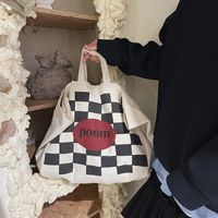 Women's Basic Plaid Canvas Shopping Bags main image 3