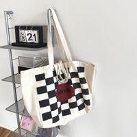 Women's Basic Plaid Canvas Shopping Bags main image 2