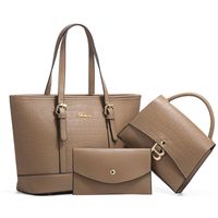Women's Large All Seasons Pu Leather Solid Color Fashion Square Zipper Bag Sets sku image 2
