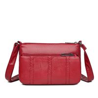 Women's Small Pu Leather Solid Color Vintage Style Square Zipper Crossbody Bag sku image 3