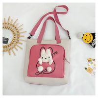 Kid's Large Spring&summer Canvas Animal Cute Square Zipper Tote Bag sku image 3