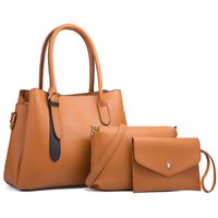 Women's Medium All Seasons Pu Leather Solid Color Fashion Square Zipper Bag Sets sku image 6