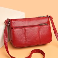 Women's Small Pu Leather Solid Color Vintage Style Square Zipper Crossbody Bag main image 6