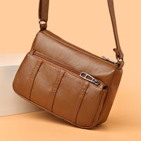Women's Small Pu Leather Solid Color Vintage Style Square Zipper Crossbody Bag main image 3