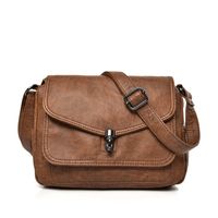 Women's Medium All Seasons Pu Leather Solid Color Vintage Style Square Flip Cover Shoulder Bag main image 1